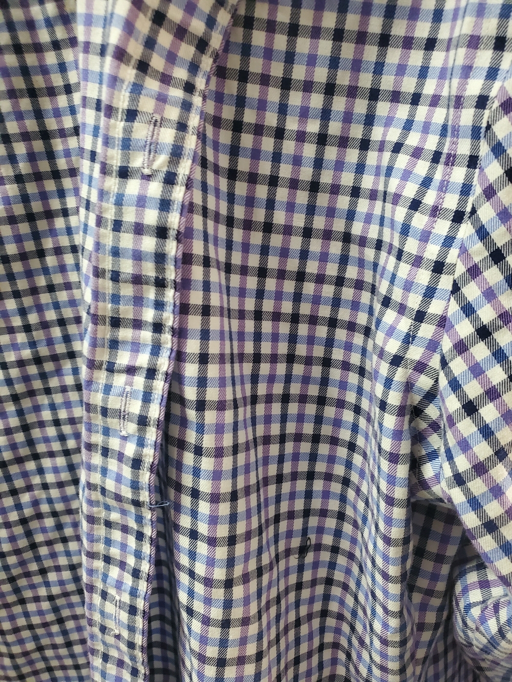 Men's Casual Button-Down Shirt in White, Blue & Purple Check